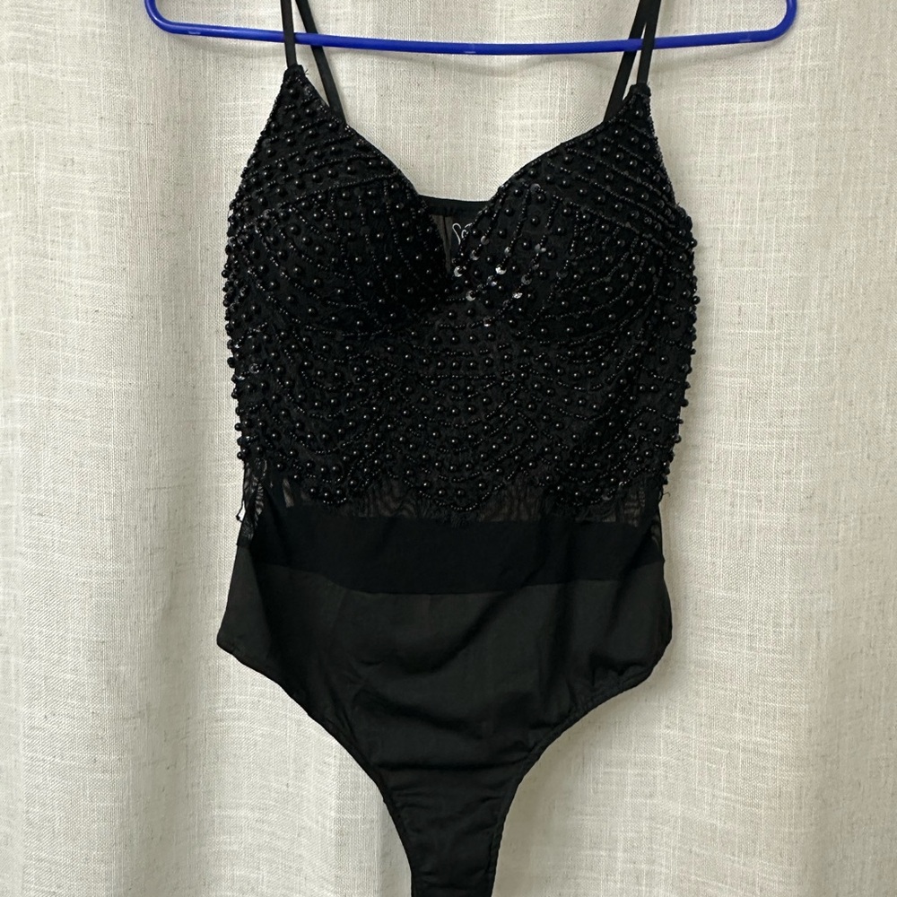 Windsor Black Beaded Bodysuit
